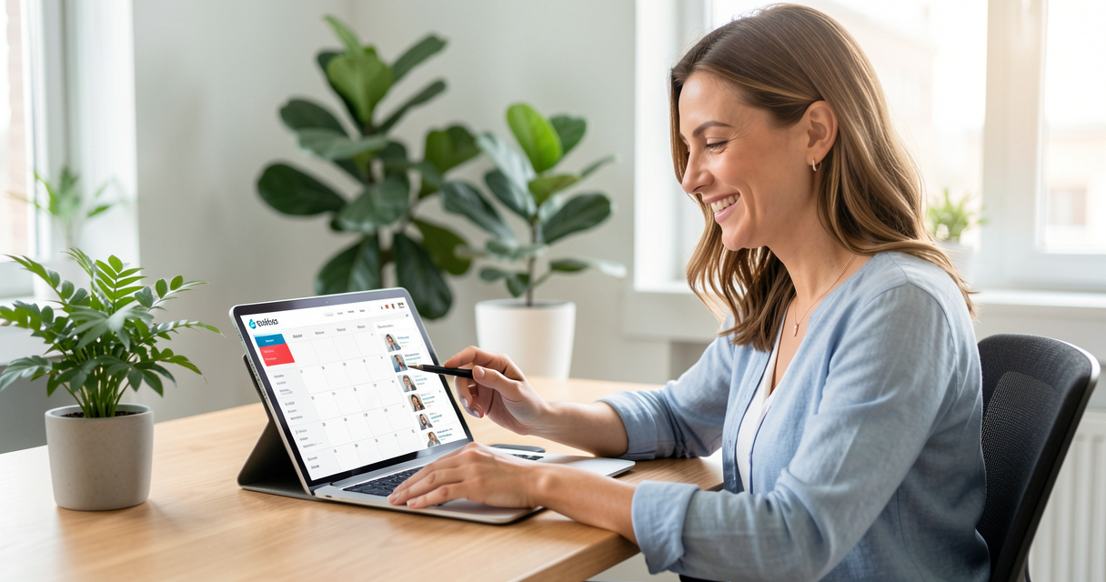 Coach bien-être consultant Vibly sur tablette pour gérer ses rendez-vous clients