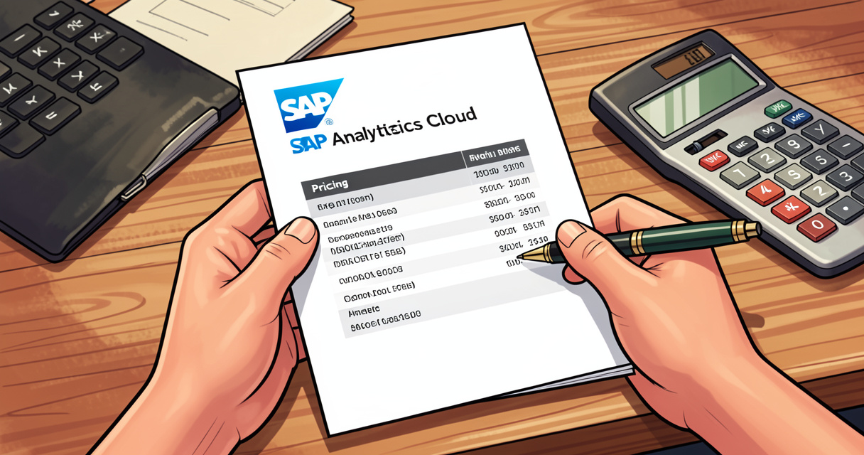 Devis SAP Analytics Cloud imprimé avec calculatrice pour estimer le coût des licences