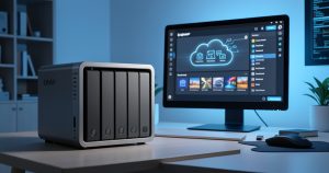 NAS QNAP affichant une interface de snapshots et de sauvegarde sécurisée