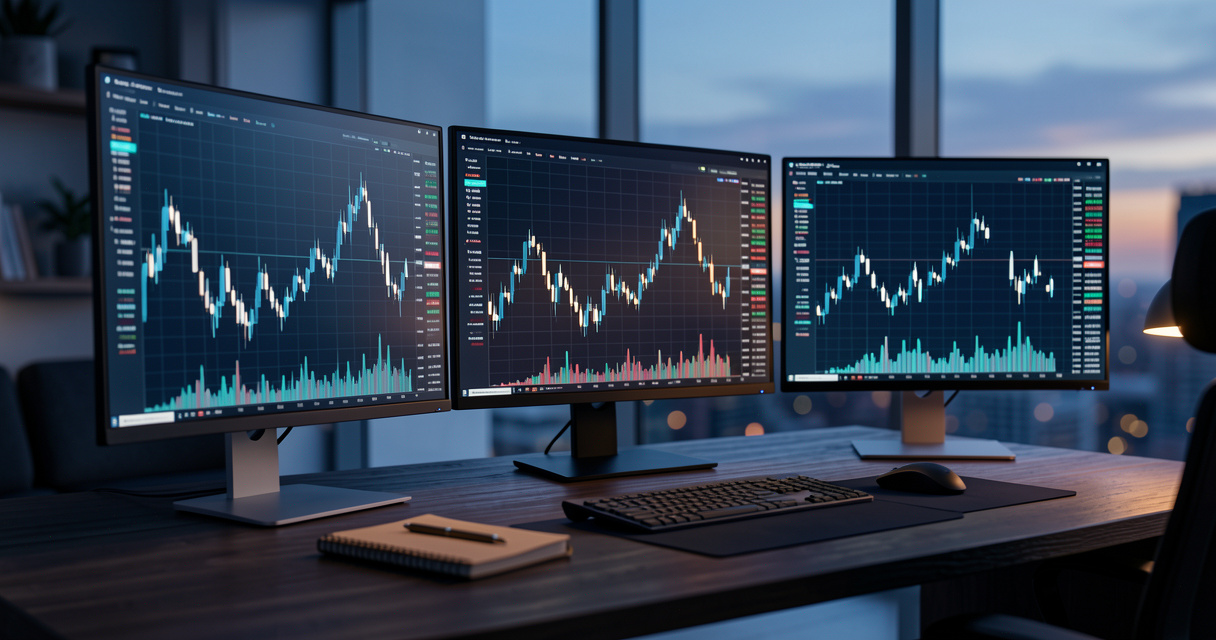 Analyste financier utilisant FinChat sur un poste de travail moderne